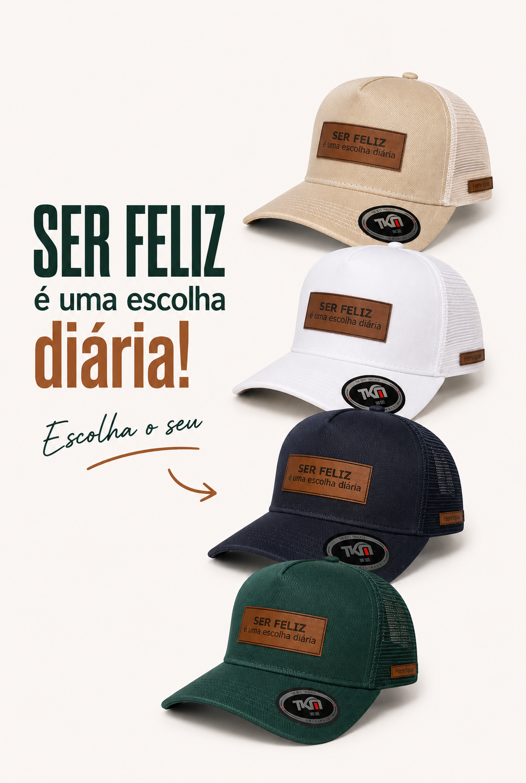 Boné Maderite Ser Feliz É Uma Escolha Diária